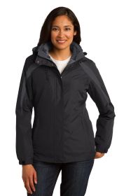Port Authority Ladies Colorblock 3-in-1 Jacket L321 (Color: Black/ Black/ Magnet, size: XL)