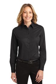 Port Authority Ladies Long Sleeve Easy Care Shirt L608 (Color: Black/ Light Stone, size: 4XL)