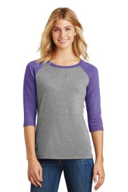 District Women's Perfect Tri 3/4-Sleeve Raglan DM136L (Color: Purple Frost/ Grey Frost, size: M)