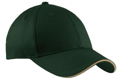 Port & Company Sandwich Bill Cap CP85 (Color: Hunter/ Khaki, size: OSFA)