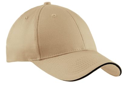 Port & Company Sandwich Bill Cap CP85 (Color: Stone/ Black, size: OSFA)