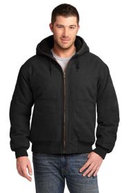 CornerStone Washed Duck Cloth Insulated Hooded Work Jacket CSJ41 (Color: Black, size: 2XL)