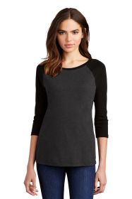 District Women's Perfect Tri 3/4-Sleeve Raglan DM136L (Color: Black/ Black Frost, size: M)