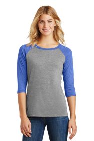 District Women's Perfect Tri 3/4-Sleeve Raglan DM136L (Color: Royal Frost/ Grey Frost, size: S)