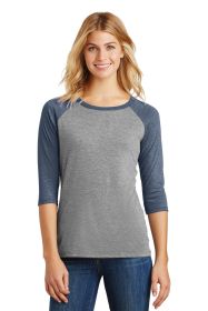 District Women's Perfect Tri 3/4-Sleeve Raglan DM136L (Color: Navy Frost/ Grey Frost, size: XS)