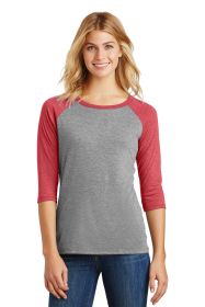 District Women's Perfect Tri 3/4-Sleeve Raglan DM136L (Color: Red Frost/ Grey Frost, size: 4XL)