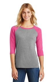 District Women's Perfect Tri 3/4-Sleeve Raglan DM136L (Color: Fuchsia Frost/ Grey Frost, size: 3XL)