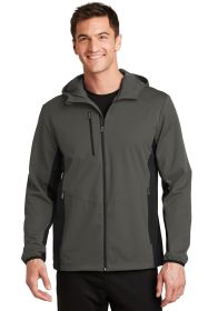 Port Authority Active Hooded Soft Shell Jacket J719 (Color: Grey Steel/ Deep Black, size: XL)