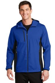 Port Authority Active Hooded Soft Shell Jacket J719 (Color: True Royal/ Deep Black, size: S)