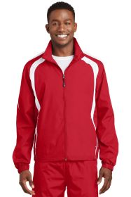Sport-Tek Colorblock Raglan Jacket JST60 (Color: True Red/ White, size: 3XL)