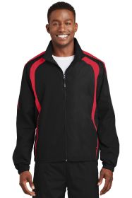 Sport-Tek Colorblock Raglan Jacket JST60 (Color: Black/ True Red, size: 3XL)