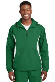 Sport-Tek Colorblock Raglan Anorak JST63 (Color: Kelly Green/ White, size: 2XL)