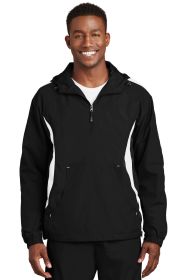 Sport-Tek Colorblock Raglan Anorak JST63 (Color: Black/ White, size: L)