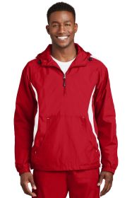 Sport-Tek Colorblock Raglan Anorak JST63 (Color: True Red/ White, size: M)