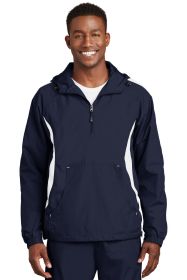 Sport-Tek Colorblock Raglan Anorak JST63 (Color: True Navy/ White, size: M)