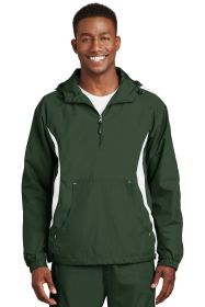 Sport-Tek Colorblock Raglan Anorak JST63 (Color: Forest Green/ White, size: S)
