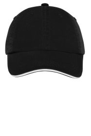 Port Authority Sandwich Bill Cap with Striped Closure C830 (Color: Black/ White, size: OSFA)