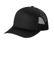 Port Authority Snapback Five-Panel Trucker Cap C115 (Color: Black, size: OSFA)
