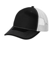 Port Authority Snapback Five-Panel Trucker Cap C115 (Color: Black/ White, size: OSFA)