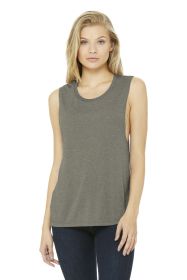 BELLA+CANVAS Women's Flowy Scoop Muscle Tank BC8803 (Color: Heather Stone, size: M)
