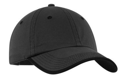 Port Authority Vintage Washed Contrast Stitch Cap C835 (Color: Charcoal/ Black, size: OSFA)