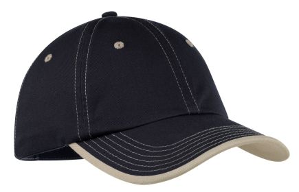 Port Authority Vintage Washed Contrast Stitch Cap C835 (Color: Navy/ Light Sand, size: OSFA)