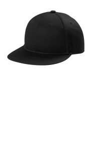 Port Authority Snapback Flat Bill Cap C116 (Color: Black, size: OSFA)