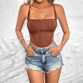 Sexy Women Clothing Summer Simplicity Sexy Sling (Color: Light Brown, size: M)