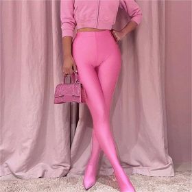 Summer Women Clothing Body Stocking Trousers Slim Fit Leggings Women (Color: Pink, size: S)