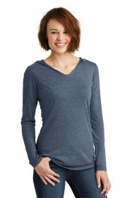 District Women's Perfect Tri Long Sleeve Hoodie DM139L (Color: Navy Frost, size: M)