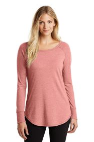 District Women's Perfect Tri Long Sleeve Tunic Tee DT132L (Color: Blush Frost, size: XS)