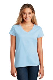 District Women's Re-Tee V-Neck DT8001 (Color: Crystal Blue, size: XL)