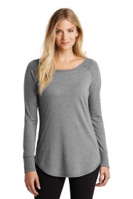 District Women's Perfect Tri Long Sleeve Tunic Tee DT132L (Color: Grey Frost, size: XXL)