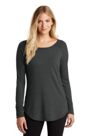District Women's Perfect Tri Long Sleeve Tunic Tee DT132L (Color: Black Frost, size: 3XL)