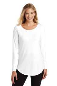 District Women's Perfect Tri Long Sleeve Tunic Tee DT132L (Color: White, size: L)