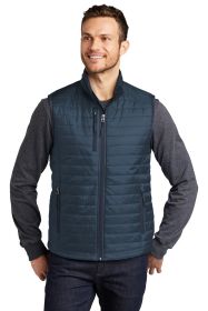 Port Authority Packable Puffy Vest J851 (Color: Regatta Blue/ River Blue Navy, size: XS)