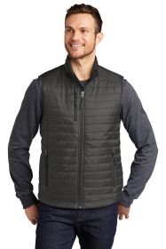 Port Authority Packable Puffy Vest J851 (Color: Sterling Grey/ Graphite, size: 2XL)