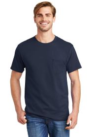 Hanes Authentic 100% Cotton T-Shirt with Pocket 5590 (Color: Navy, size: XL)