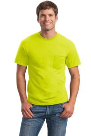 Gildan Ultra Cotton 100% US Cotton T-Shirt with Pocket 2300 (Color: Safety Green, size: M)