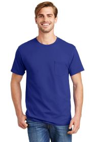 Hanes Authentic 100% Cotton T-Shirt with Pocket 5590 (Color: Deep Royal, size: L)