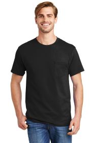 Hanes Authentic 100% Cotton T-Shirt with Pocket 5590 (Color: Black, size: S)