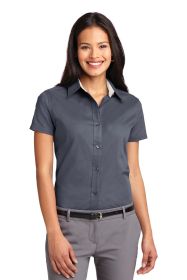 Port Authority Ladies Short Sleeve Easy Care Shirt L508 (Color: Steel Grey/ Light Stone, size: XL)