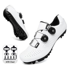 Mountain Cycling Shoes MTB Men Sports Road Bike Shoes Self-Locking SPD Cleat Bicycle Footwear Racing Women Speed Cycling Sneaker (Color: white mtb cleat, size: 43)