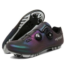 2022 Men Cycling Sneaker Mtb Flat Cleats Self-Locking Bicycle Shoes Women Road Bike Shoes Speed Racing Spd Mountain Bike Boots (Color: purple mtb, size: 36)