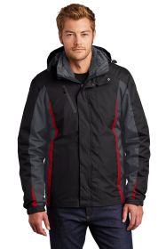 Port Authority Colorblock 3-in-1 Jacket J321 (Color: Black/ Magnet/ Signal Red, size: XL)