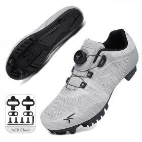 2022 MTB Cycling Shoes Men Self-locking Cleats Speed Road Bike Sneakers Flat Racing Women SPD Mountain Bicycle Shoes for Shimano (Color: light grey mtb, size: 40)