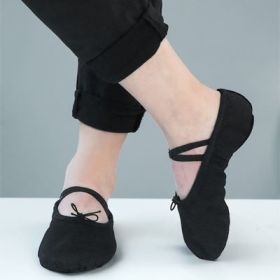 Girls Ballet Shoes Canvas Soft Sole Ballet Dance Slippers Children Practise Ballerina Shoes Woman Dance Shoes (Color: Black Tie Up, size: 39 (23.5cm))