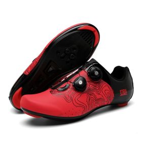 Outdoor Sports Cycling Shoes MTB Men Self-Locking Speed Sneaker Road Bike Boots SPD Cleats Mountain Bicycle Shoes Women Racing (Color: red road, size: 44)