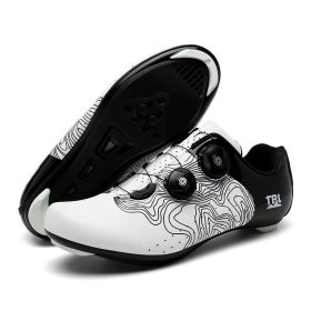 Outdoor Sports Cycling Shoes MTB Men Self-Locking Speed Sneaker Road Bike Boots SPD Cleats Mountain Bicycle Shoes Women Racing (Color: white road, size: 45)