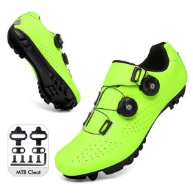 Mountain Cycling Shoes MTB Men Sports Road Bike Shoes Self-Locking SPD Cleat Bicycle Footwear Racing Women Speed Cycling Sneaker (Color: green mtb cleat, size: 44)